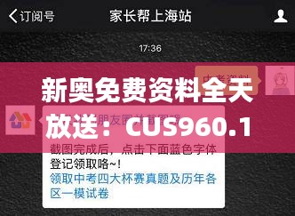 新奥免费资料全天放送：CUS960.17状况评测及解析_深度版