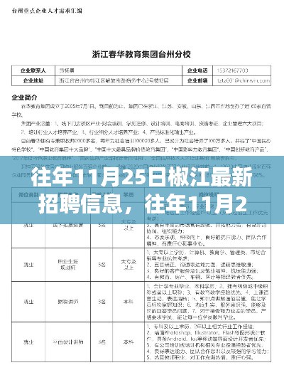 往年11月25日椒江最新招聘信息汇总与聚焦